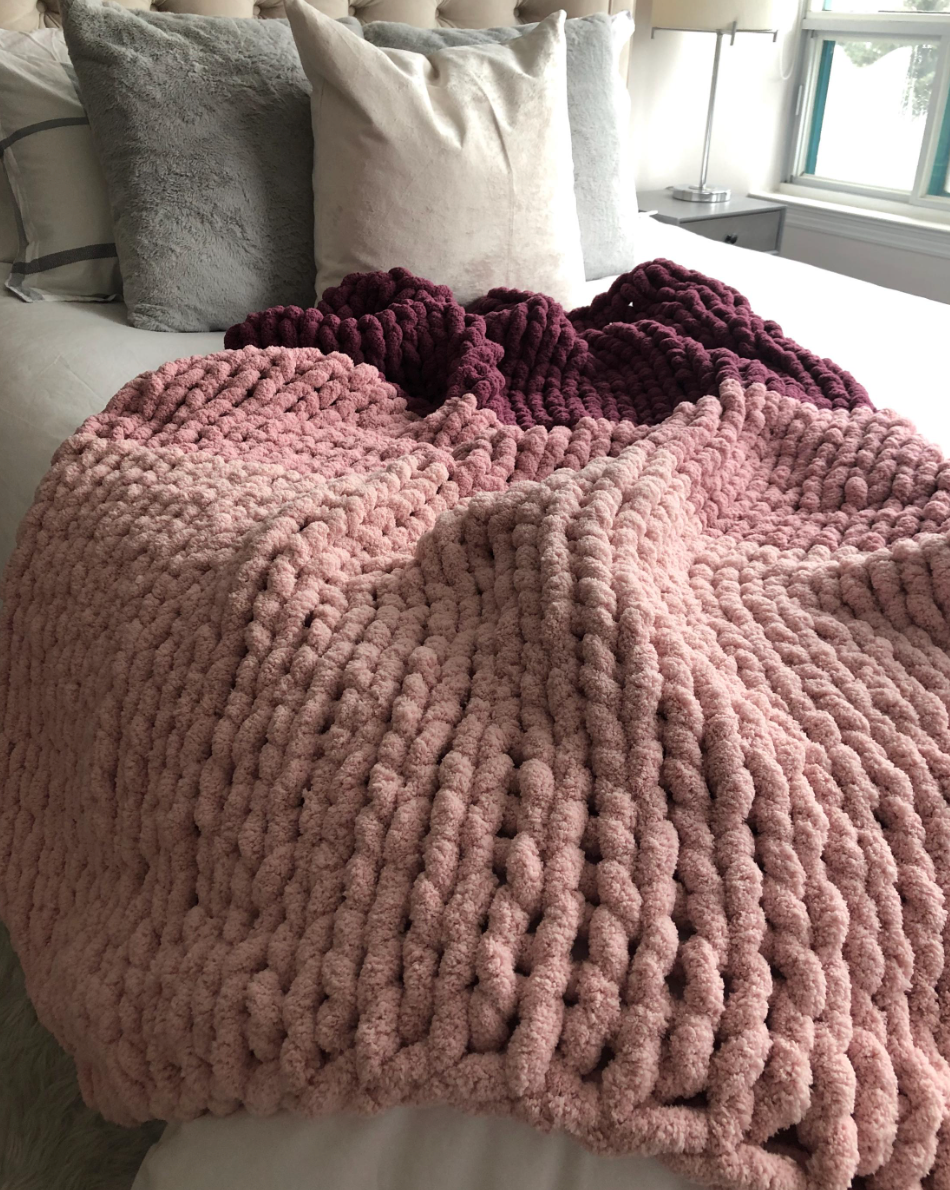 HANDKNIT PATTERN ~ Raspberry Ombre ~ Chunky Chenille ~ Off By Heart Design ~ DIY
