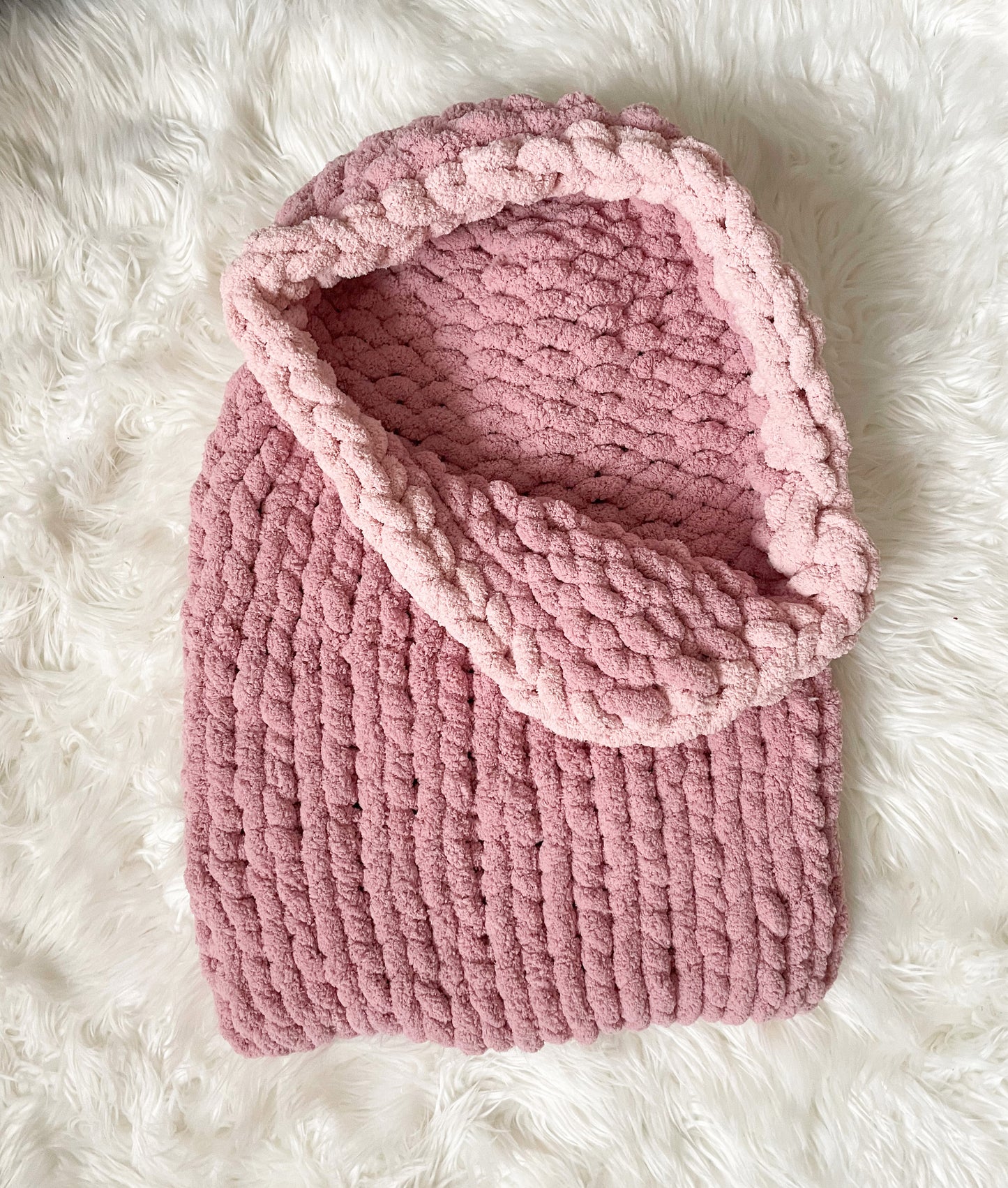 Baby Bunting Bag | Sleeping Bag | Blush Pink with Soft Pink Boarder