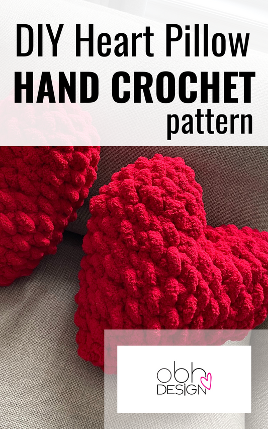 HANDCROCHET PATTERN ~ Valentine's Day Heart Pillow ~ Chunky Chenille ~ Off By Heart Design ~ DIY