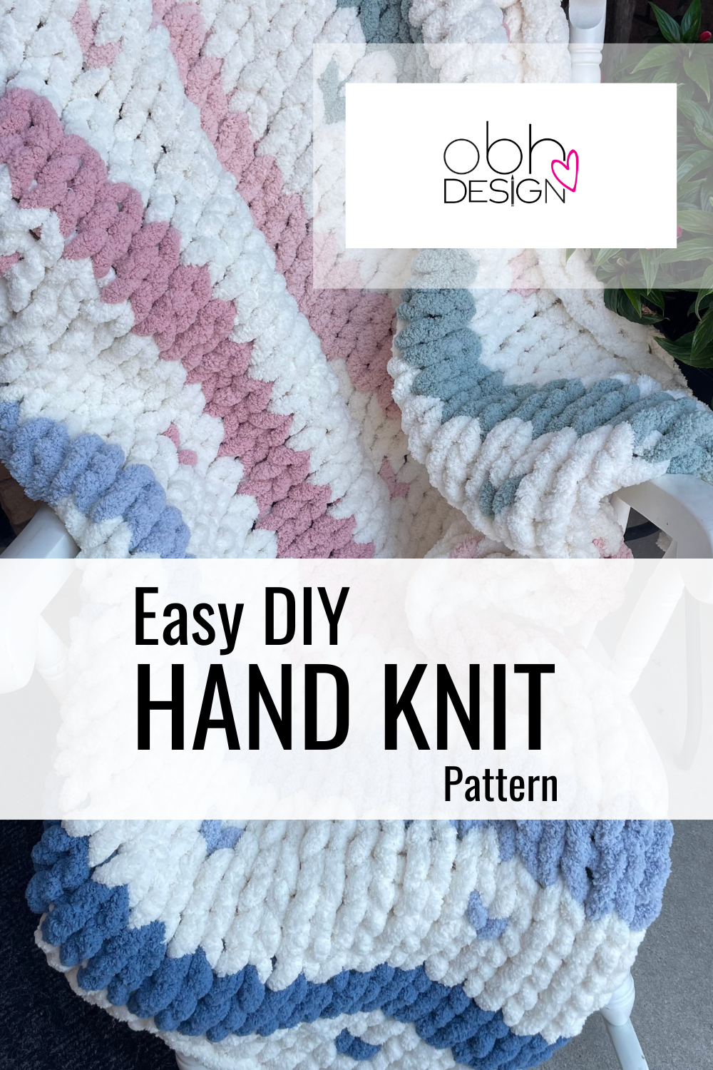Wildflower Heart Blanket Finger Knitting Pattern – Chunky Chenille PDF