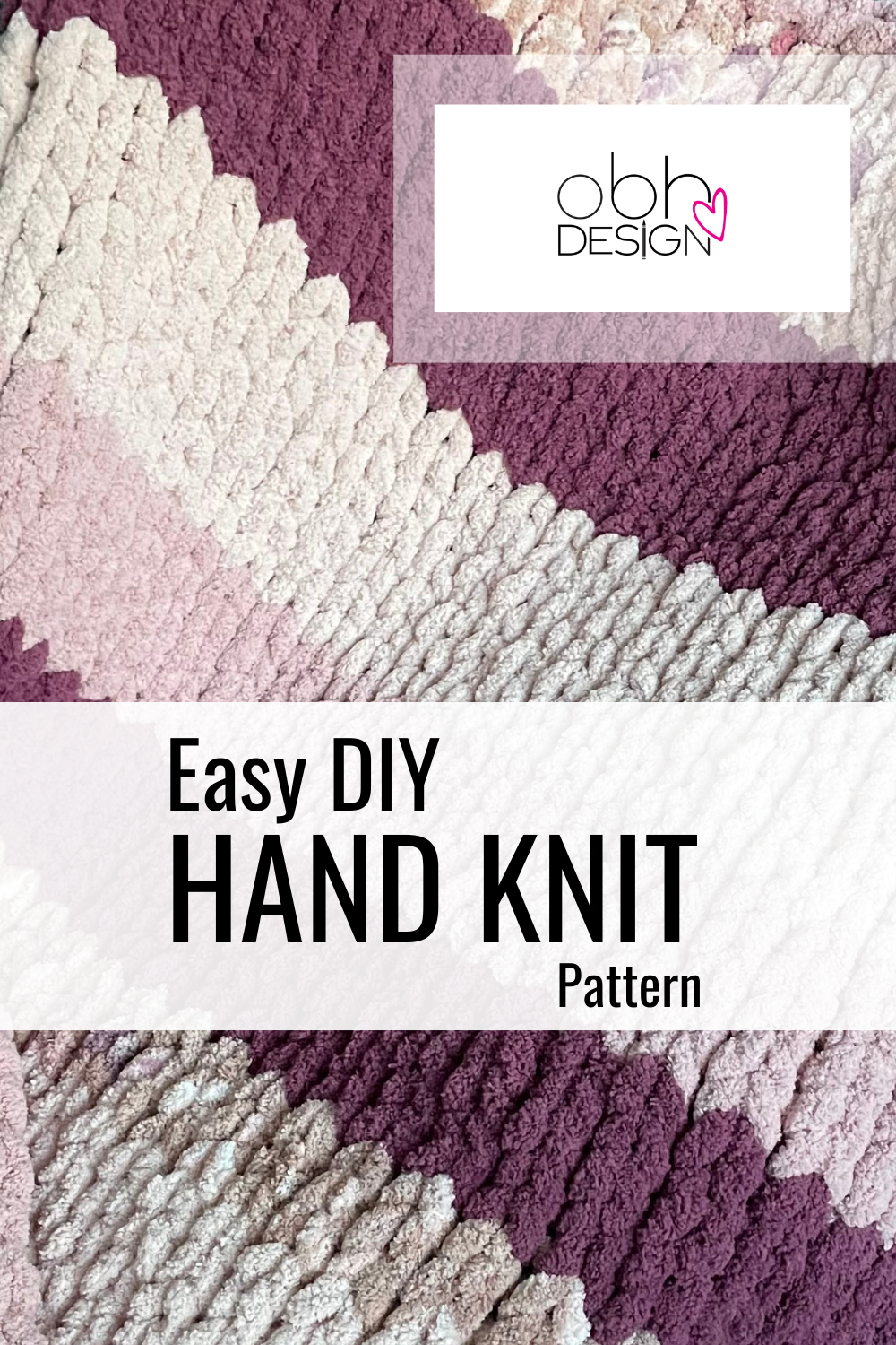 90’s Pink Stripe Blanket Pattern – Chunky Chenille Lapghan, Easy DIY Modern Striped Blanket (PDF Pattern)