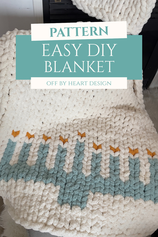 Chanukah Menorah Blanket Knitting Pattern: Chunky Chenille Throw (PDF)
