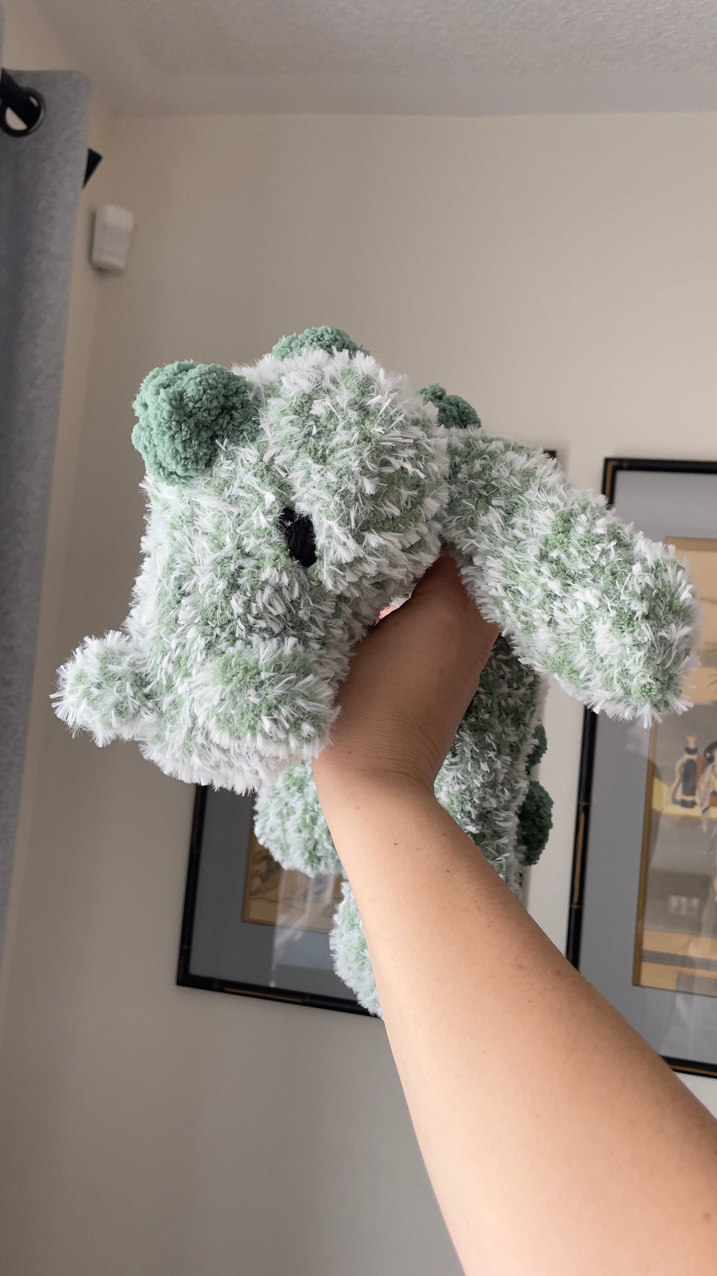 Baby Rexy Dino Snuggler | Plush Dinosaur Toy | Chenille Yarn Dino | Green