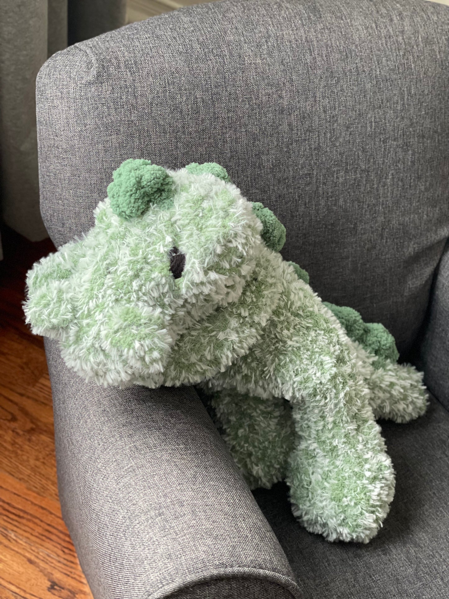 Baby Rexy Dino Snuggler | Plush Dinosaur Toy | Chenille Yarn Dino | Green