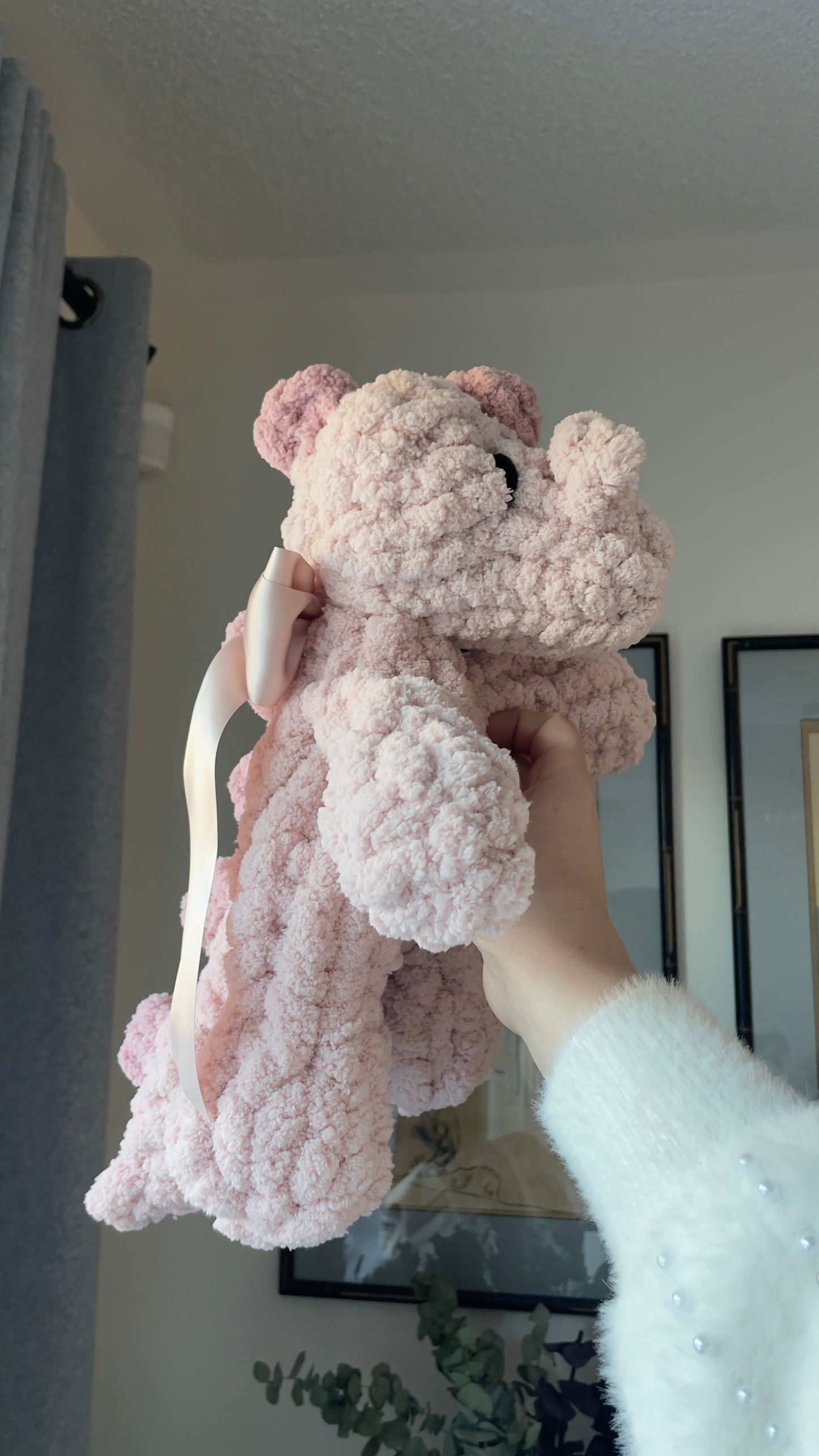 Baby Daisy Dino Snuggler | Plush Dinosaur Toy | Chenille Yarn Dino | Pink