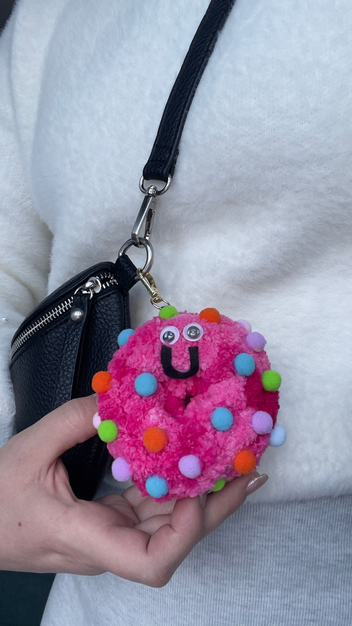 Chenille Donut Keychain | Stress-free Sufganiyot