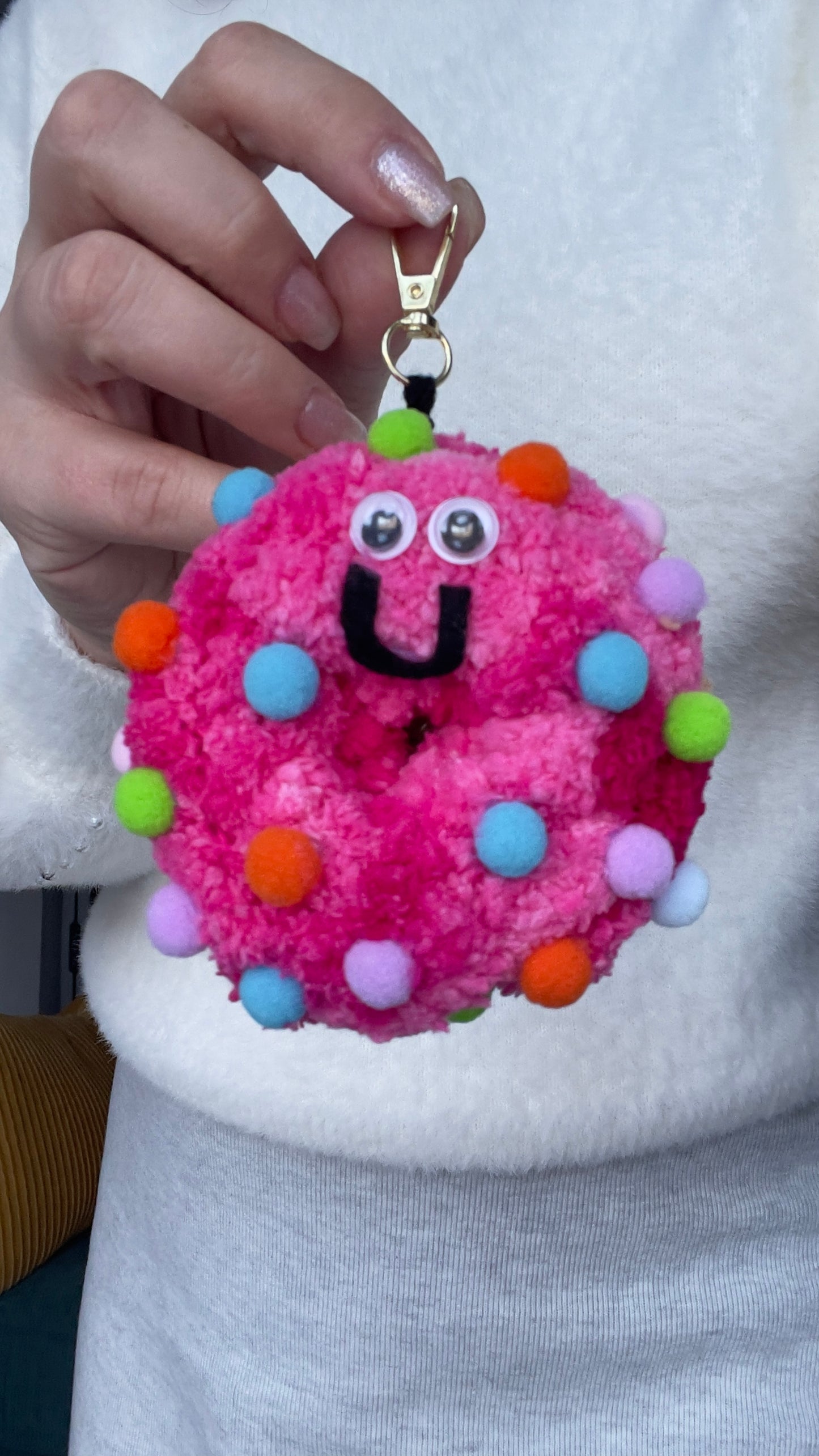Chenille Donut Keychain | Stress-free Sufganiyot