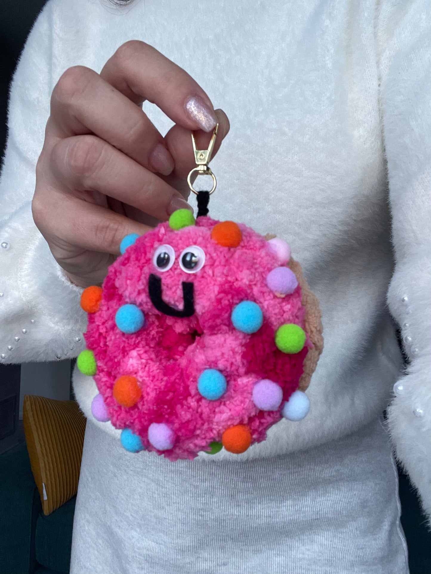 Chenille Donut Keychain | Stress-free Sufganiyot
