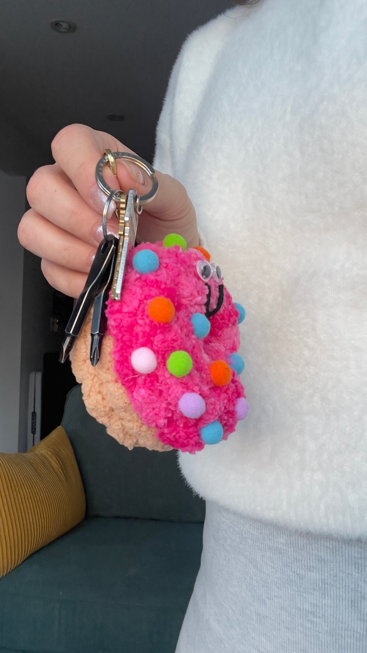 Chenille Donut Keychain | Stress-free Sufganiyot
