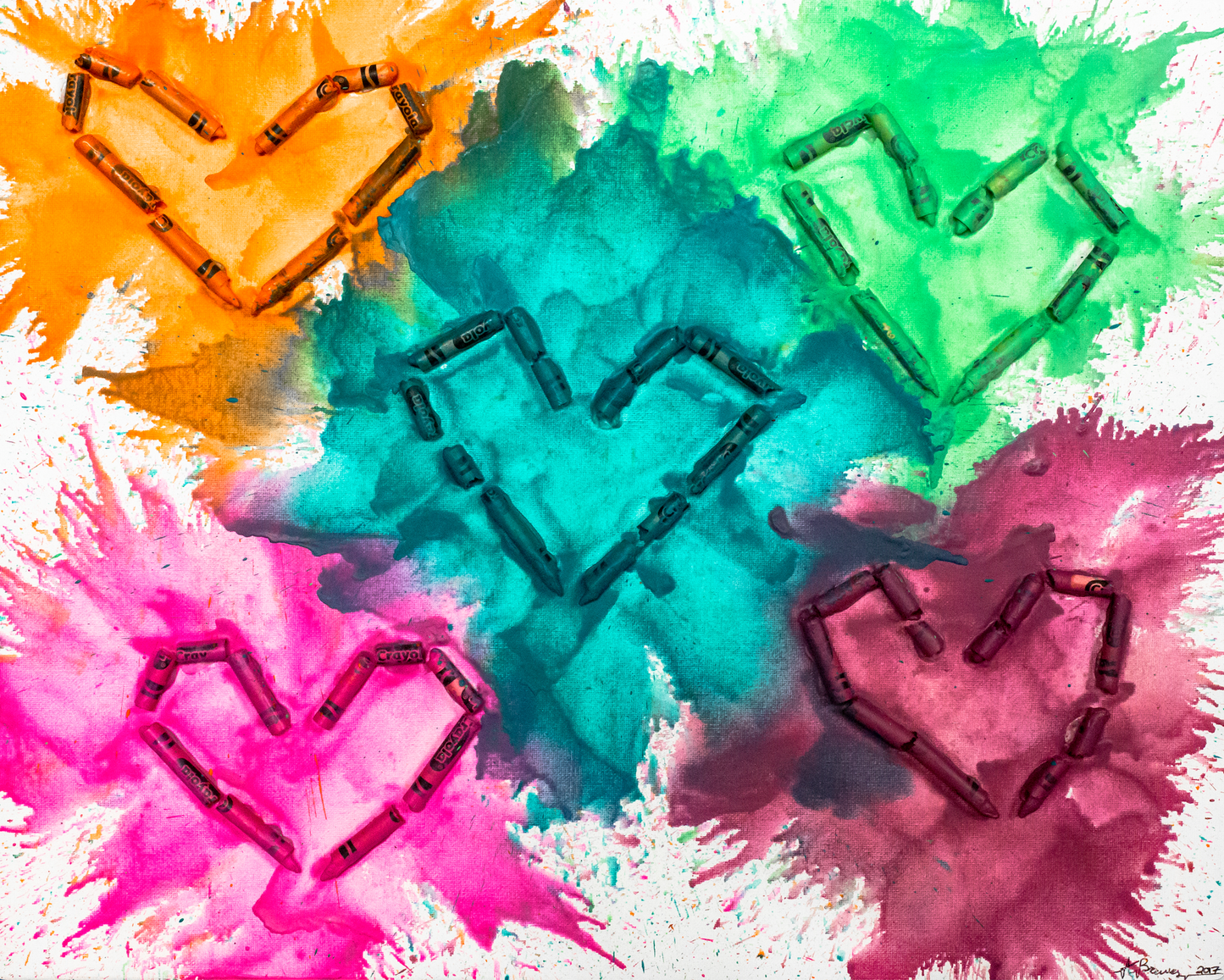 Quintet Heart Crayon Melt Print 8.5" x 11"