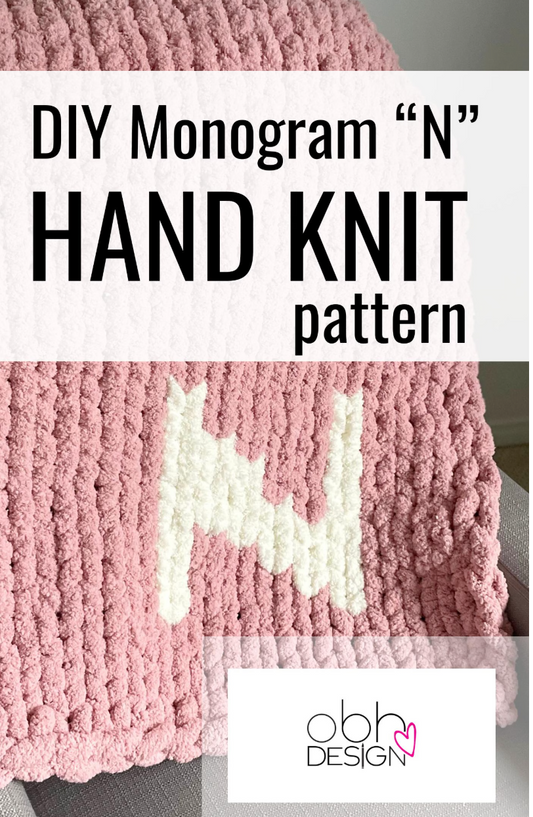 HANDKNIT PATTERN ~ Monogram N Chunky Knit Blanket Pattern PDF – Blanket Finger Knitting Pattern