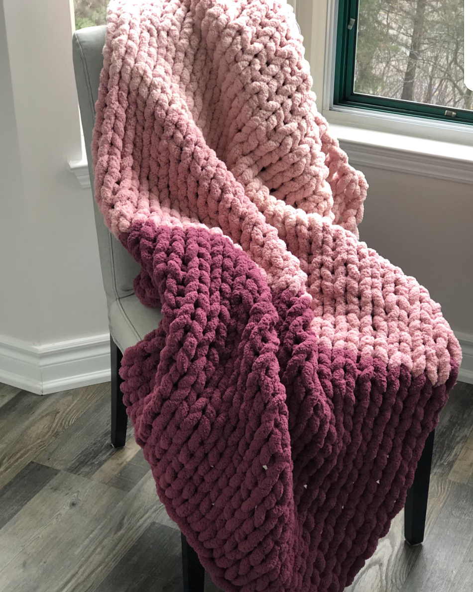 HANDKNIT PATTERN ~ Raspberry Ombre ~ Chunky Chenille ~ Off By Heart Design ~ DIY