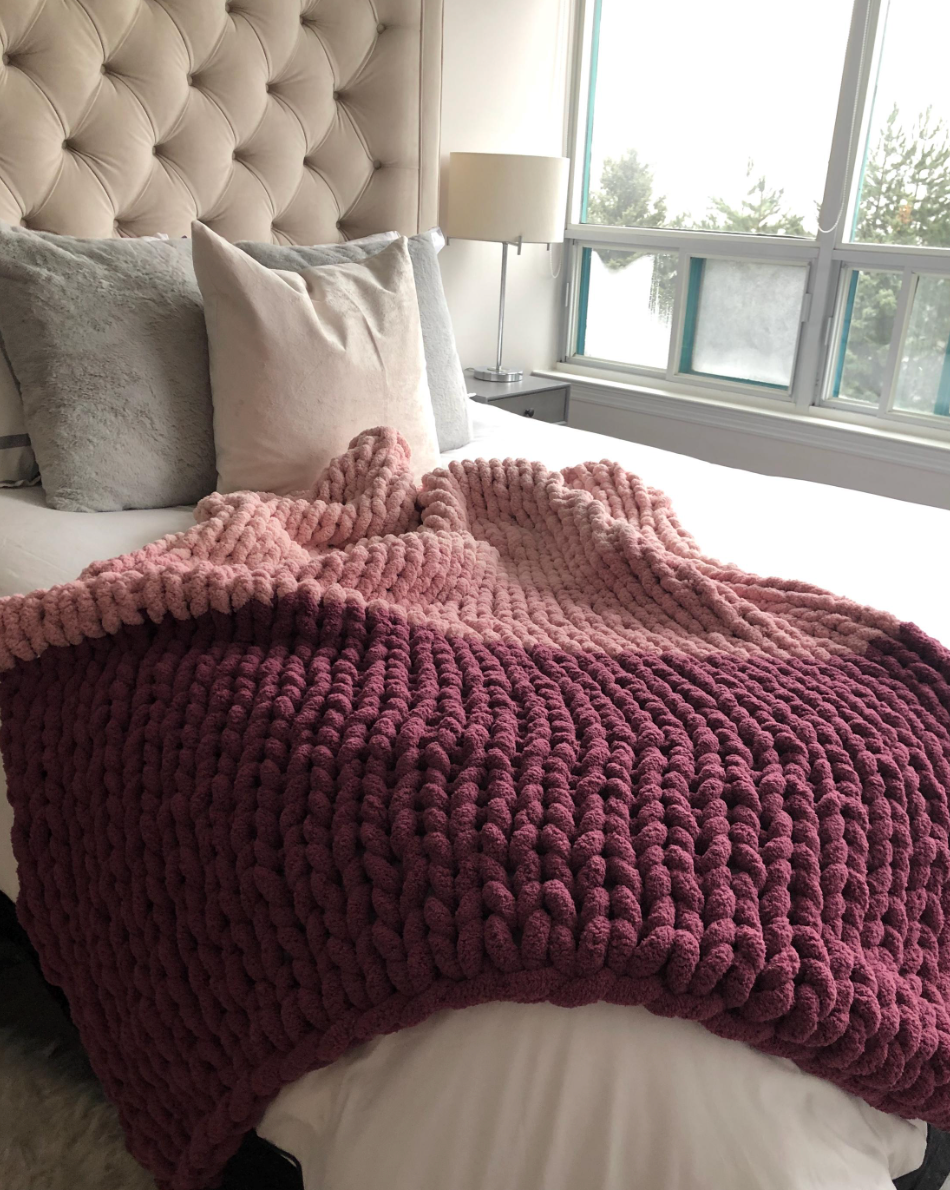 HANDKNIT PATTERN ~ Raspberry Ombre ~ Chunky Chenille ~ Off By Heart Design ~ DIY