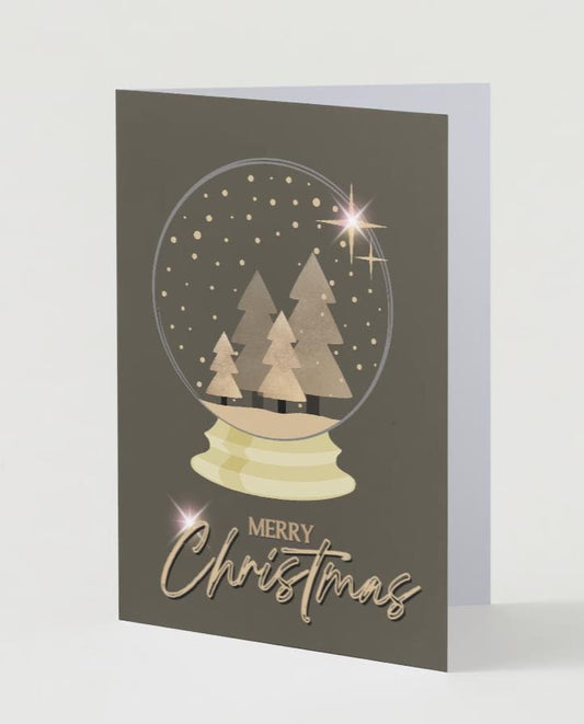 Merry Christmas Snow Globe Greeting Card |  PRINTABLE | DIGITAL DOWNLOAD