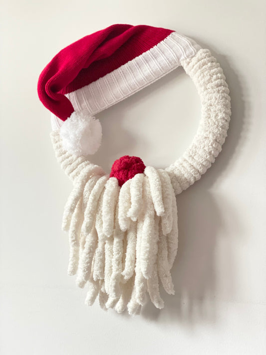Santa Yarn Wreath 14”