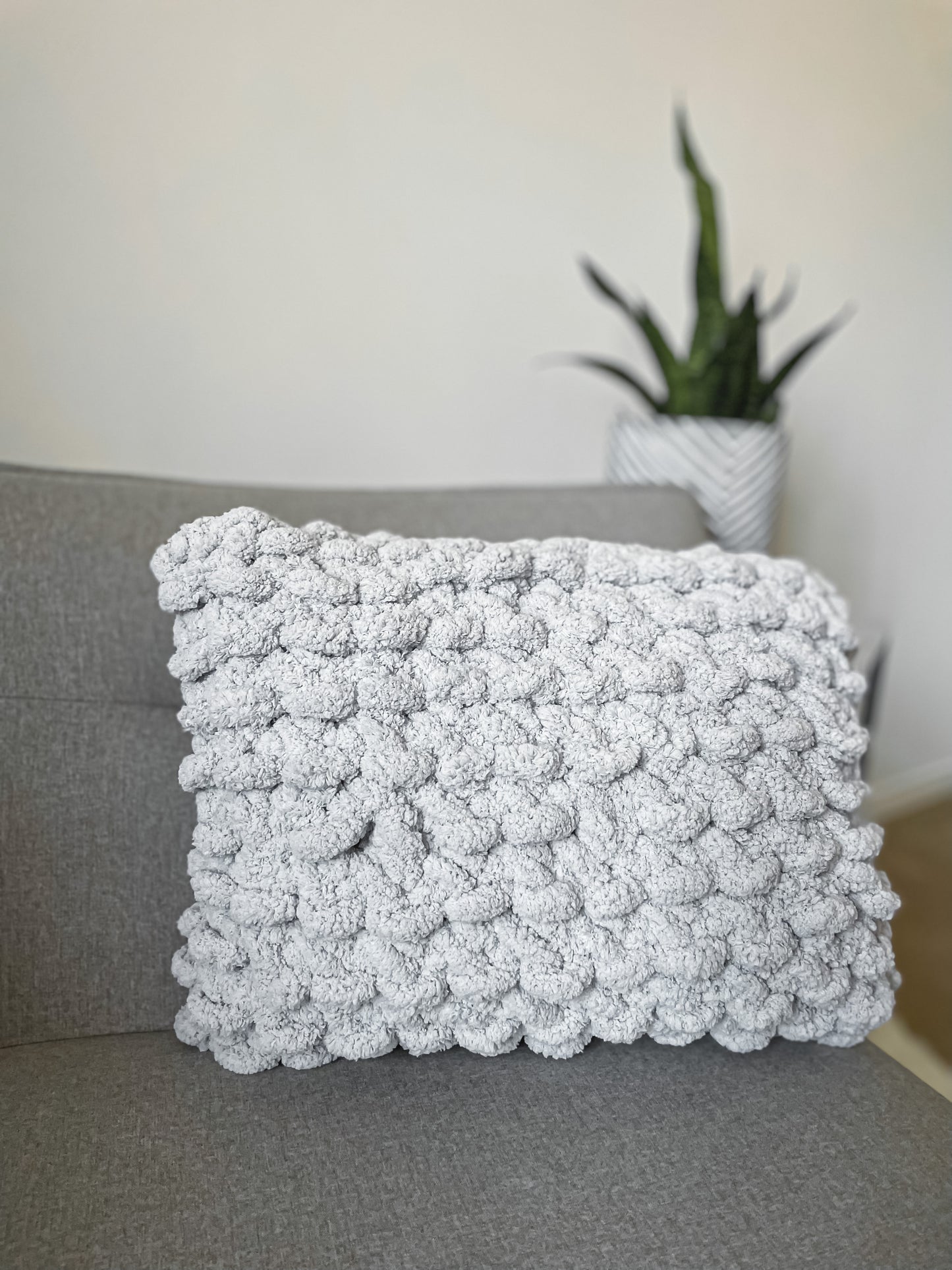 Ice Blue Chunky Knit Throw Pillow