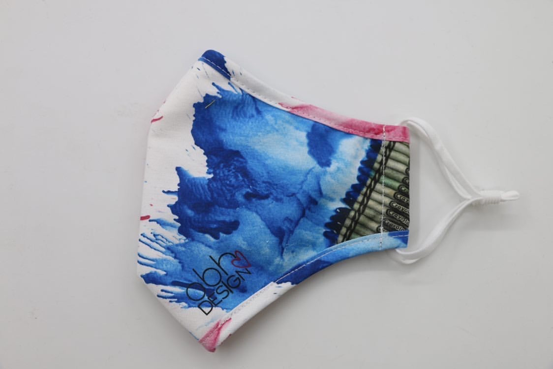 Blue & Pink Crayon Melt Face Mask - Kids