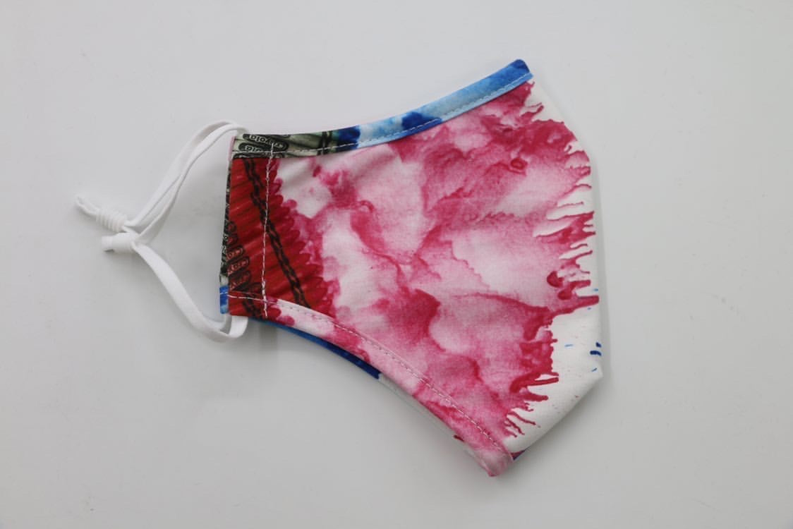Blue & Pink Crayon Melt Face Mask