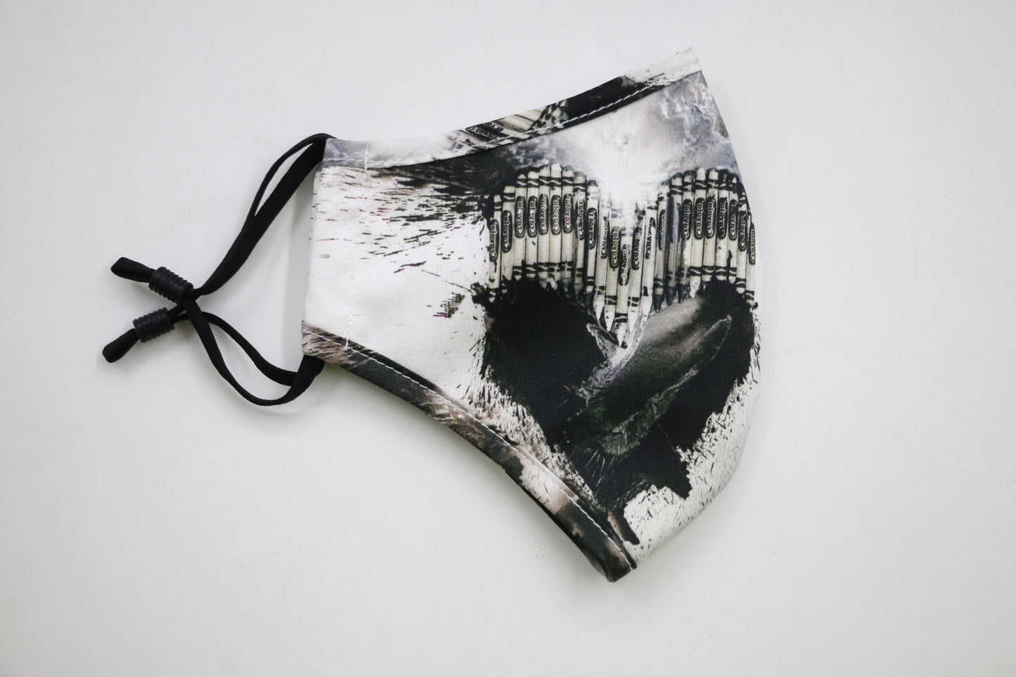 Monochrome Crayon Melt Heart Cloth Face Mask - non medical