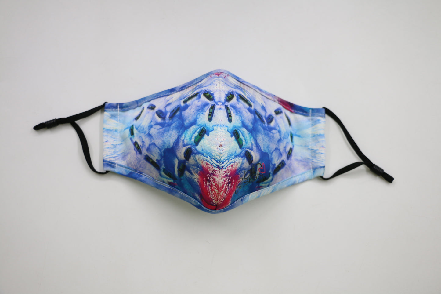 Blue and Pink Crayon Melt Heart Cloth Face Mask - non medical