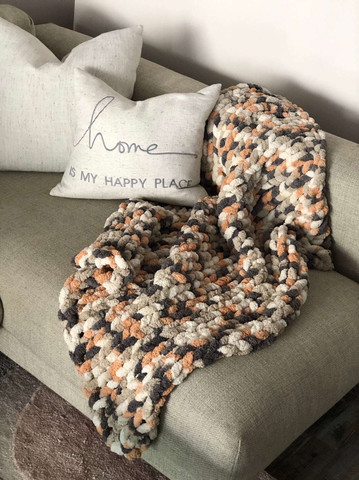 Healing Hand, Chunky Knit Blankets Pumpkin Spice