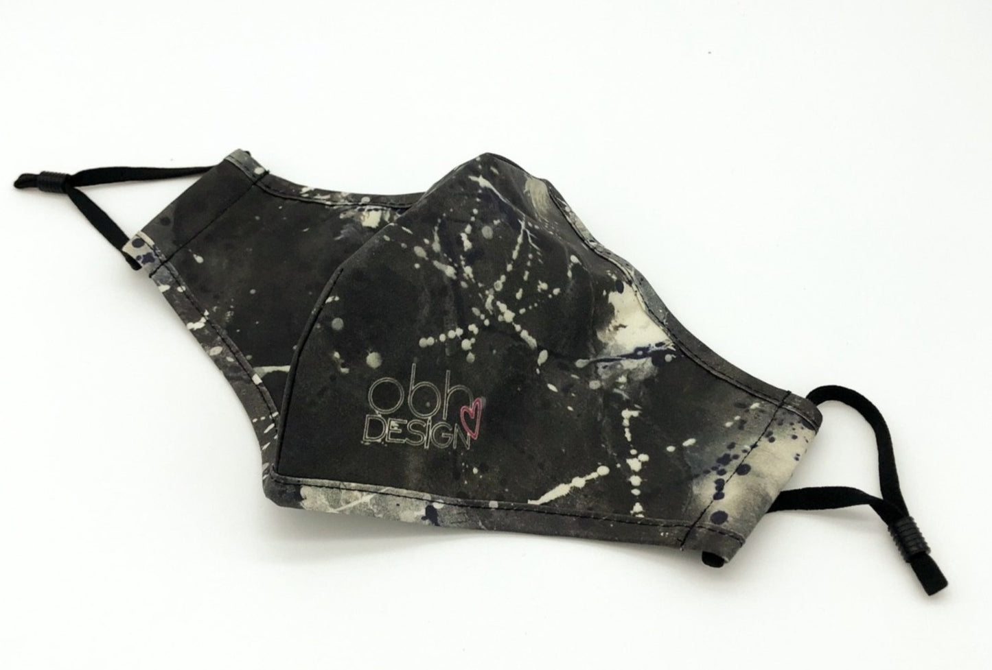 Black Marble Splatter Paint Crayon Melt Face Mask