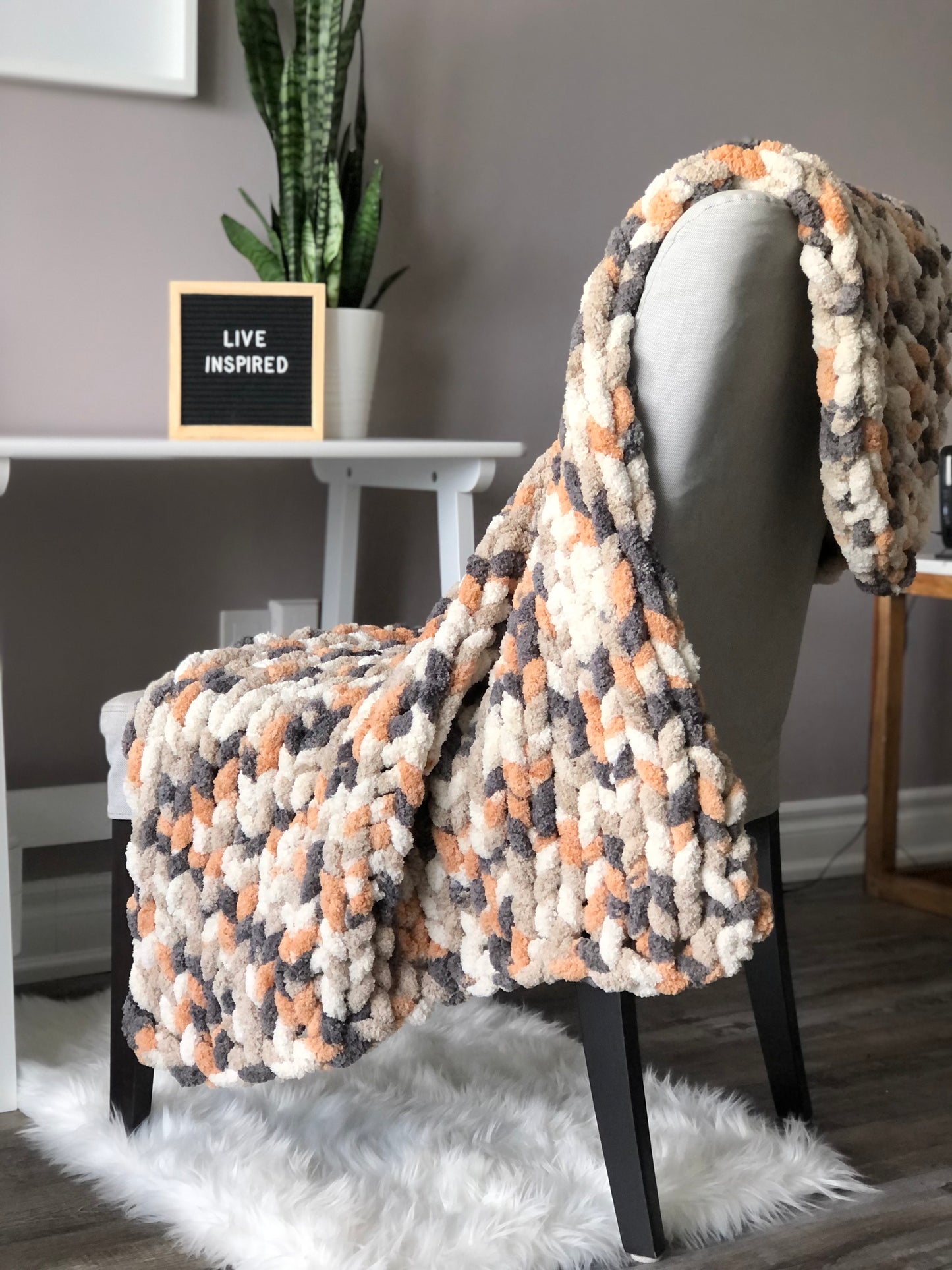 Healing Hand, Chunky Knit Blankets Pumpkin Spice