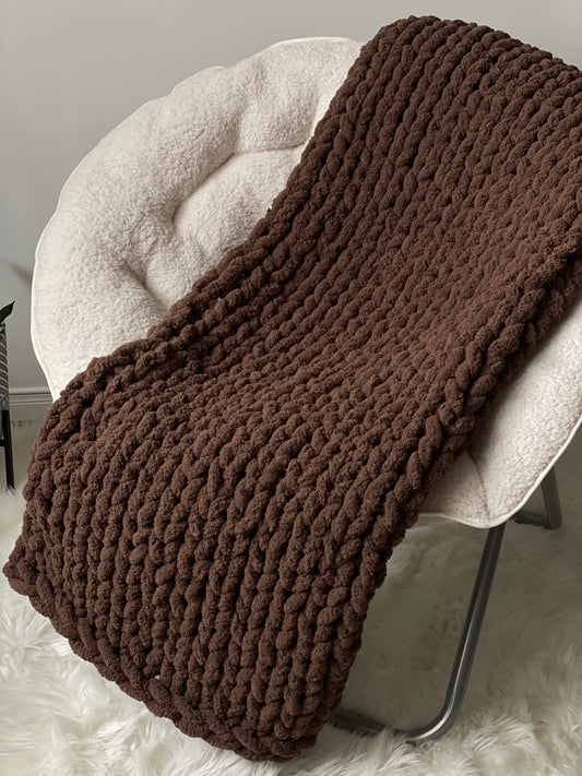 Healing Hand, Chunky Knit Blankets Chocolate Brown