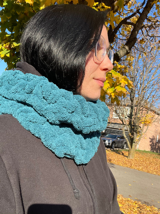 Chunky knit collar scarf - Teal