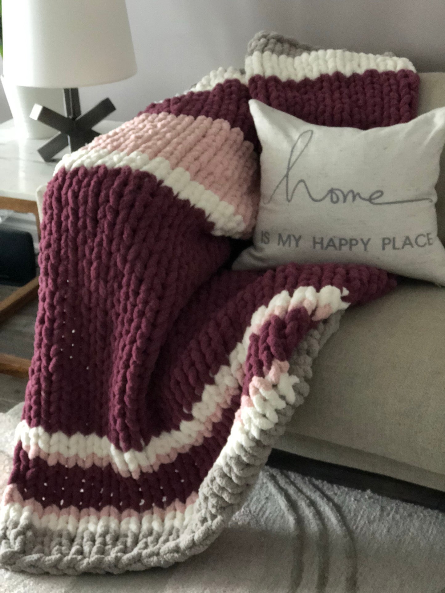 Healing Hand Knit, Chunky Knit Blankets Raspberry