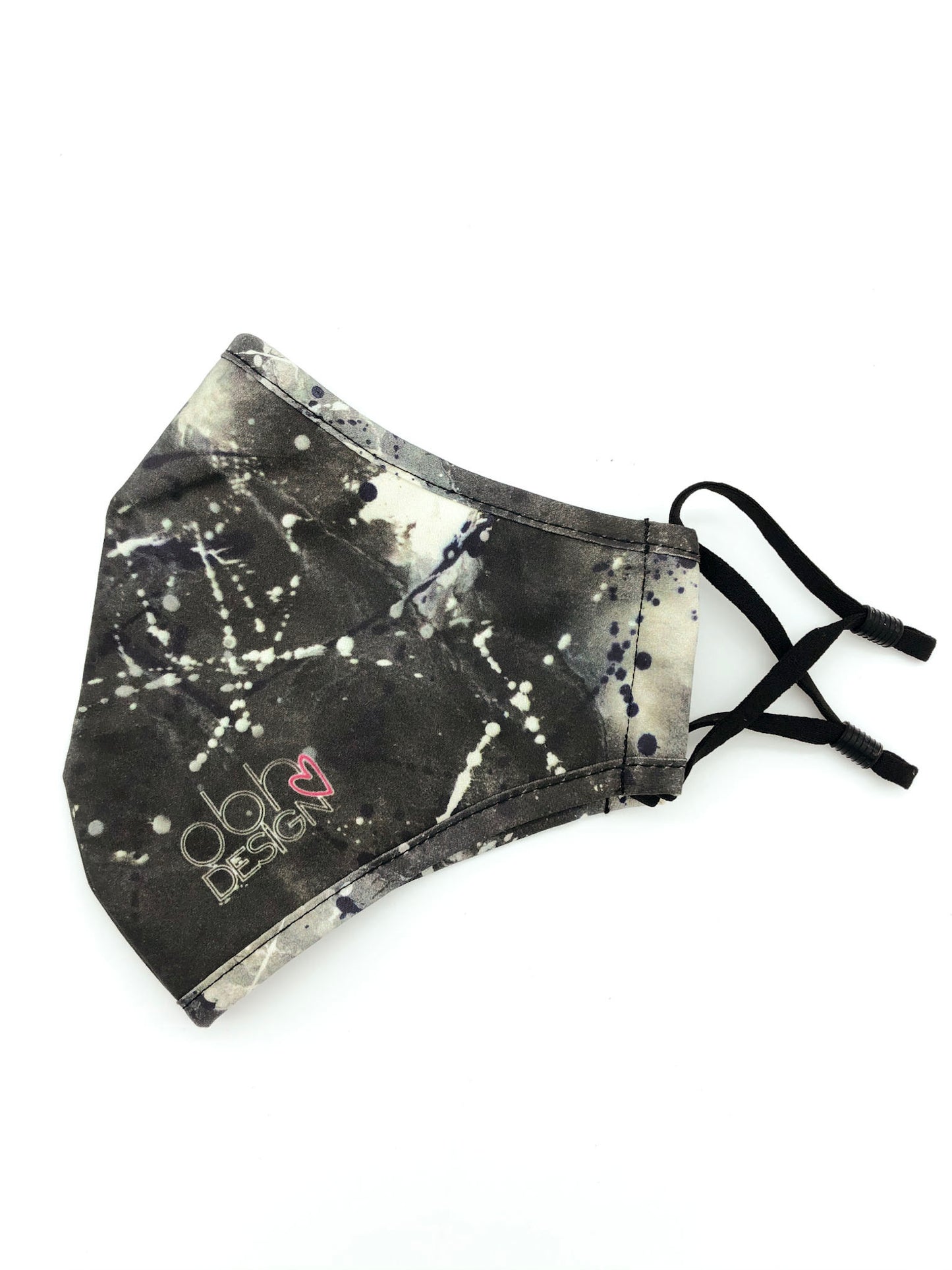 Black Marble Splatter Paint Crayon Melt Face Mask