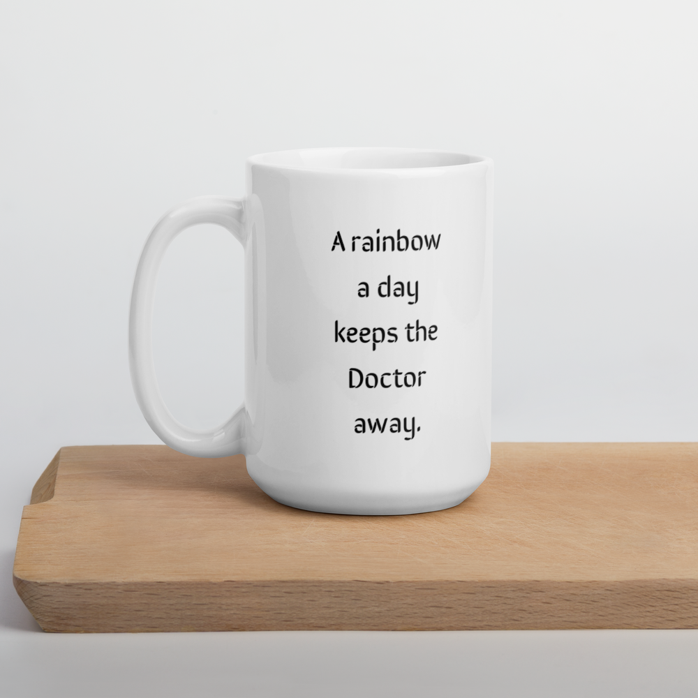 Rainbow Crayon Melt Heart on Newspaper Background Mug