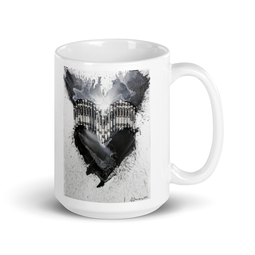 Monochrome Crayon Melt Heart Mug